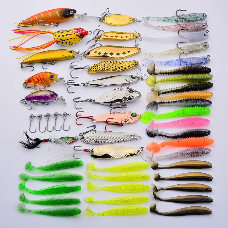 Proberos 50pcs Fishing lure Kit - Complete Tackle Box with Hooks, Sinkers, Spinner lure, and More - Perfect for Bass, Bluegill, Crappie Fishing High-Quality Fishing Gear Set for Versatile Techniques