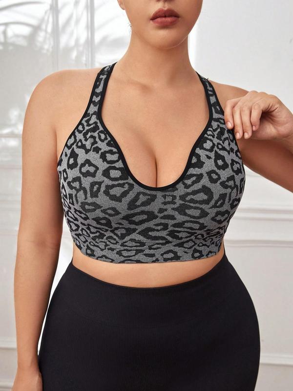  Leopard Print Sports Bra, Comfortable Sports Lingerie Top for Yoga Gym Workout, Sports Bra for Women, Summer Outfits 2024, Women's Sport & Outdoor Clothing  Comfy Bralettes Bras for Plus Size