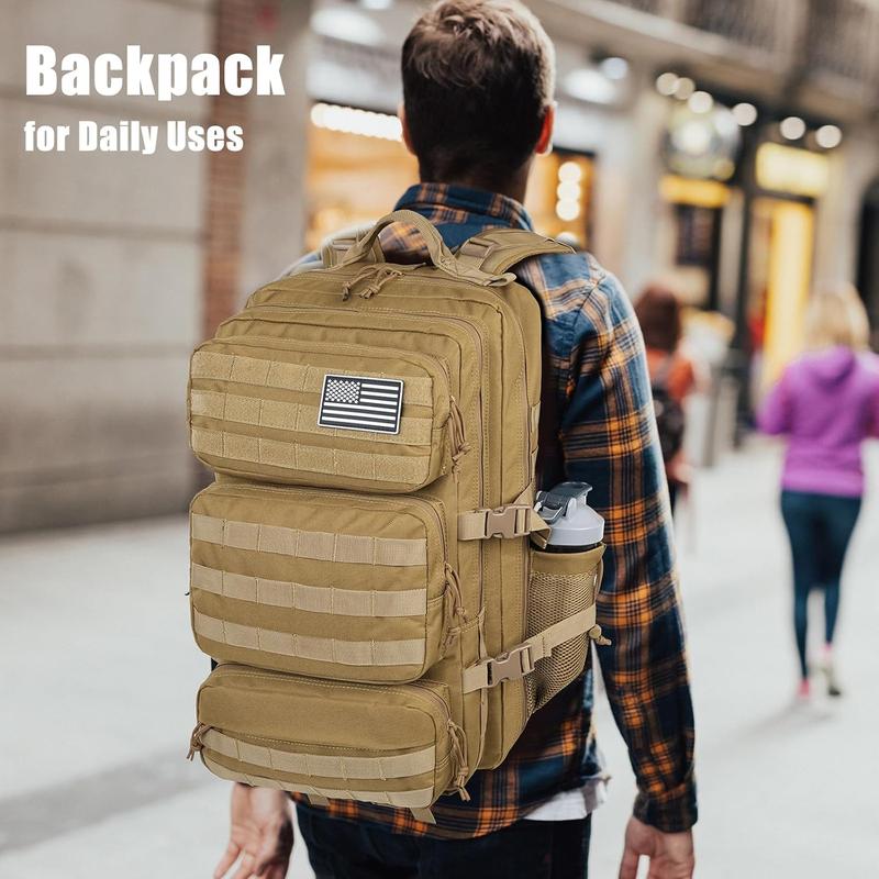 Backpack 50L Large Day Backpack for Men Molle Army 3 Days Assault Pack  Out Bag Water Resistant and Heavy Duty Hiking Treeking Rucksack - Brown