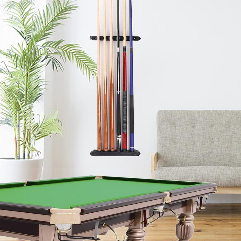 2-Piece 6 Billiard Pool Cue Stick Wall Rack, Wall Mounted Holders (4 Colors)