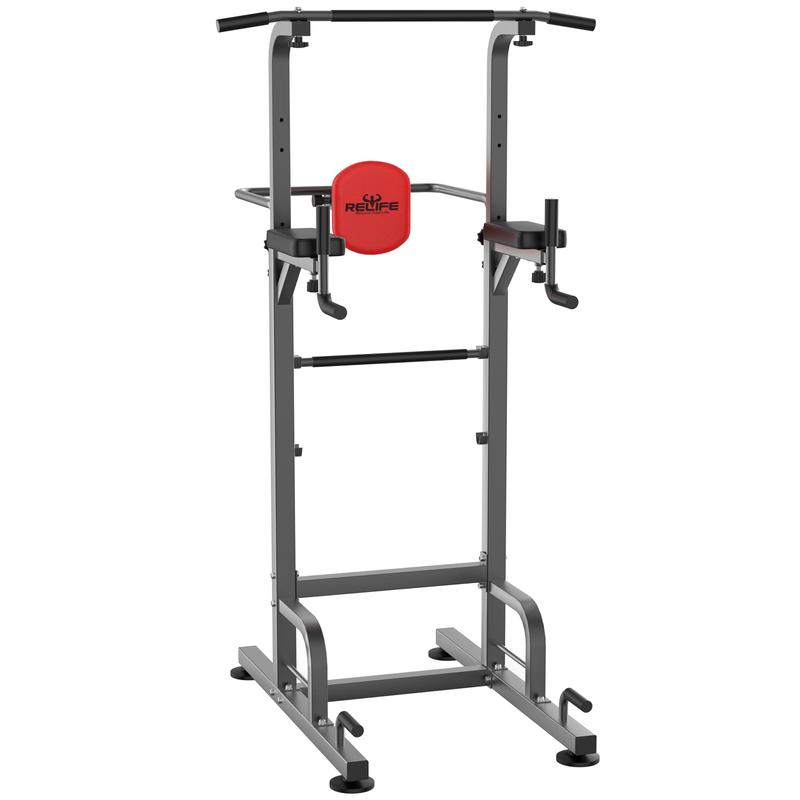 Relife Sports Adjustable Power Tower Dip Station Fitness Pull up Bar Stand for Home Gym, Multi-Function Strength Training Equipment