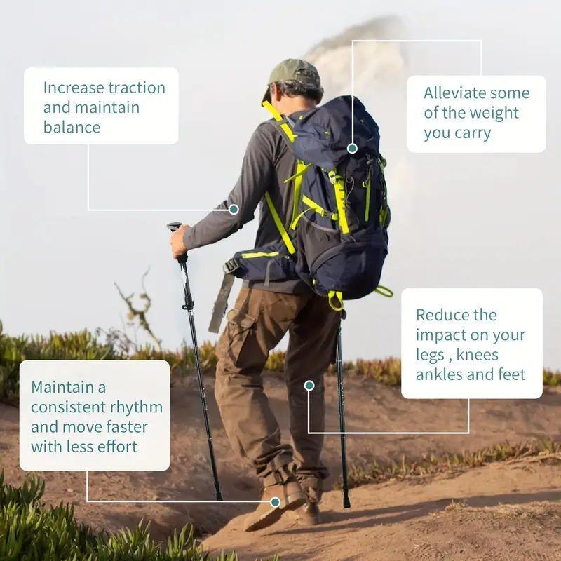 Foldable Hiking Stick, Lightweight Portable Hiking Pole, Extendable Hiking Stick, Compact Camping Equipment For Outdoor Enthusiasts