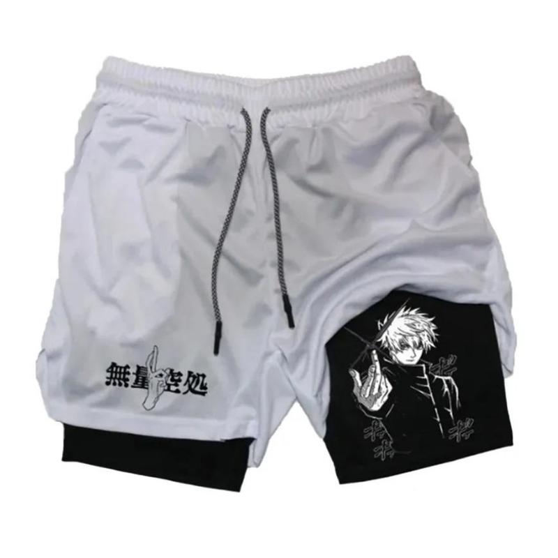 2 in 1 Jujutsu Gojo Quick Dry Shorts Running Training Joggers Fitness Gym Sports For Men