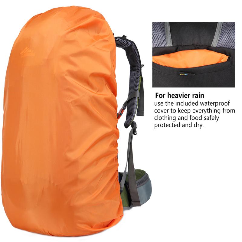 Loowoko 50L Hiking Backpack with Rain Cover - Lightweight & Waterproof Camping Essentials Bag for All