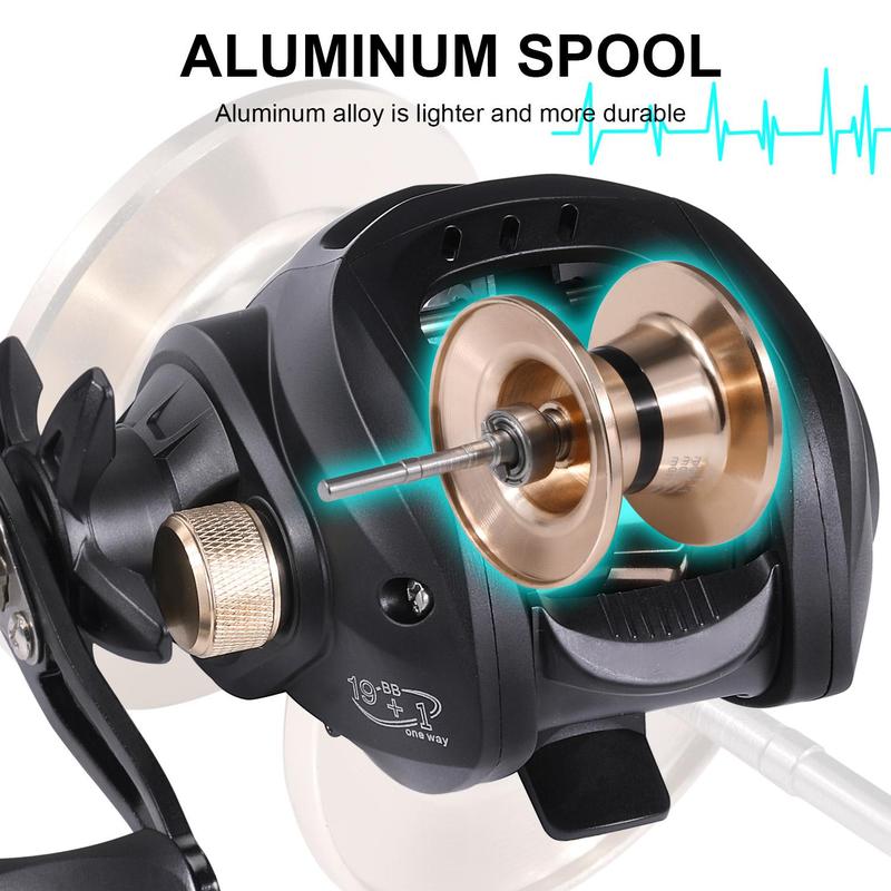 Baitcasting Fishing Reel, 1 Count 19+1 BB 8.1:1 Gear Ratio Ultra-smooth Fishing Reel, Fishing Accessories for Traveling, Beginner Fishing Reel