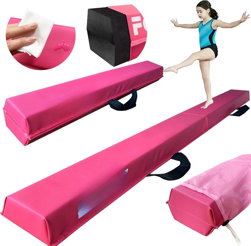 6FT 9FT Folding Balance Beam for Kids- Gymnastics Foam Floor Beam,Anti-Slip Bottom with Carrying Bag, Faux Suede Covered,Gymnastics Equipment for Home