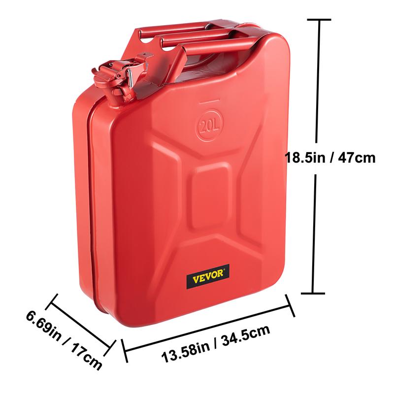 VEVOR Jerry Fuel Can, 5.3 Gallon   20 L Portable Jerry Gas Can with Flexible Spout System, Rustproof ＆ Heat-resistant Steel Fuel Tank for Cars Trucks Equipment, Red， Authentic NATO Jerry Can and Spout System