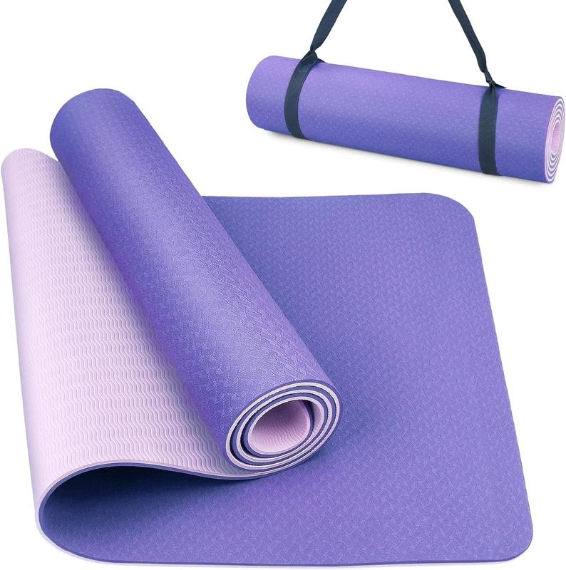 Non-Slip Yoga Mats for Women and Men with Carrying Strap - 1 3 inch Thick Exercise Mat for Yoga, Pilates, and Home Gym Workouts