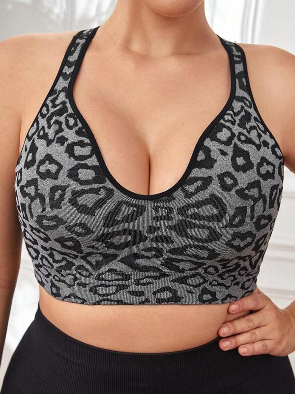  Leopard Print Sports Bra, Comfortable Sports Lingerie Top for Yoga Gym Workout, Sports Bra for Women, Summer Outfits 2024, Women's Sport & Outdoor Clothing  Comfy Bralettes Bras for Plus Size