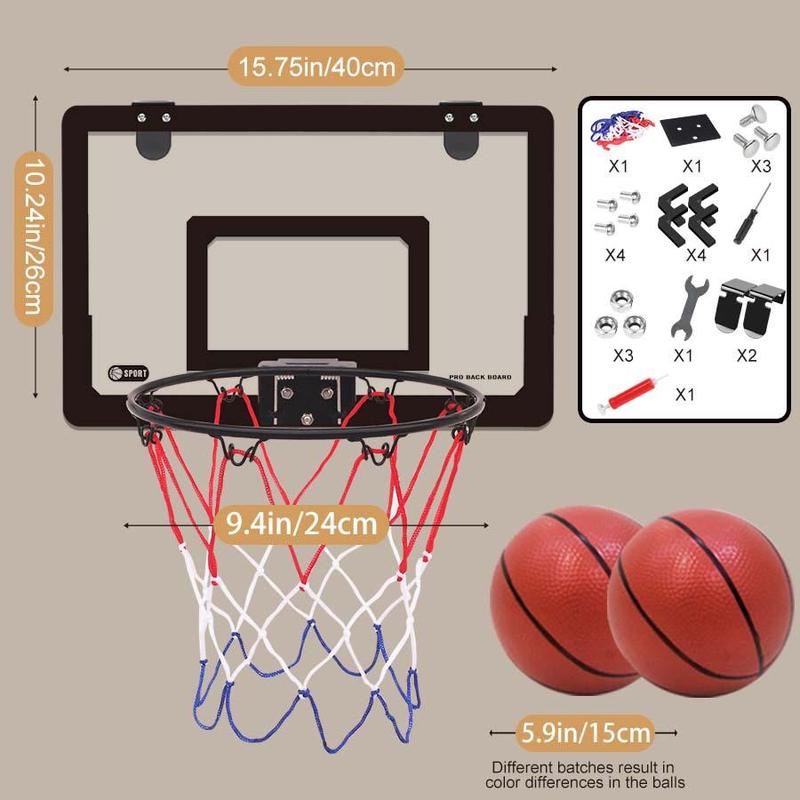 Basketball Hoop with 2 Counts Basketball, Wall Mounted Basketball Training Equipment, Indoor & Outdoor Basketball Equipment for Home Training