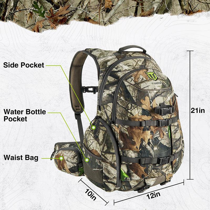 TideWe Hunting Backpack Waterproof Camo Hunting Pack with Rain Cover