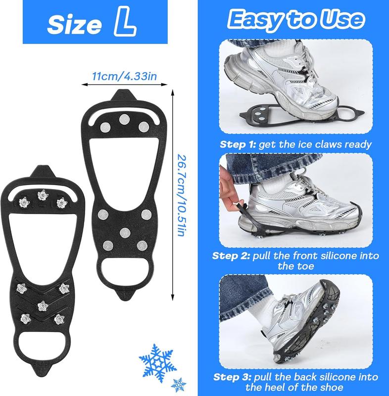 Non Slip Gripper Spike, Ice Cleats for Boots Grippers with 8 Steel Studs Crampon for Ice Snow Winter Hiking Climbing Ice Fishing