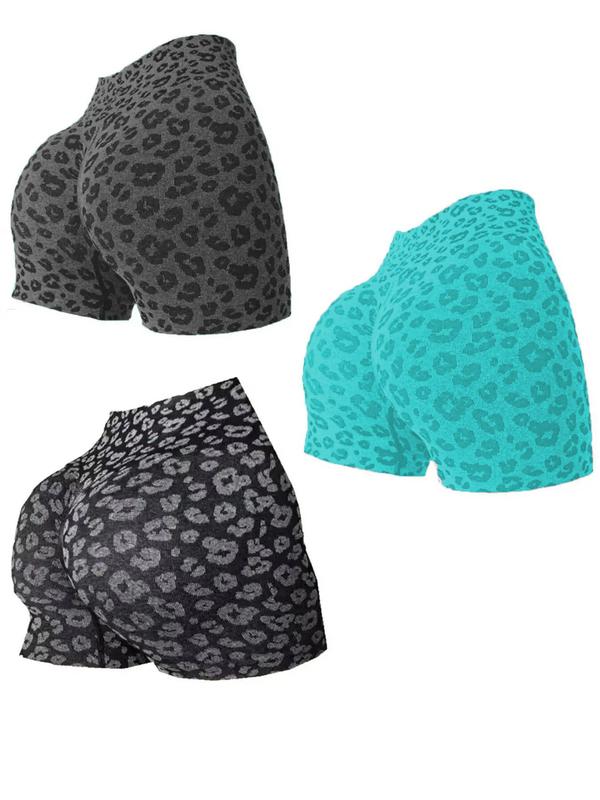 Women's Leopard Print High Waist Sports Shorts, Gym Shorts, Sporty Comfortable Skinny Shorts, Gym Shorts, Ladies Sportswear for Indoor Outdoor Wear, Gym Clothes, Shorts for Women, Summer Outfits 2024