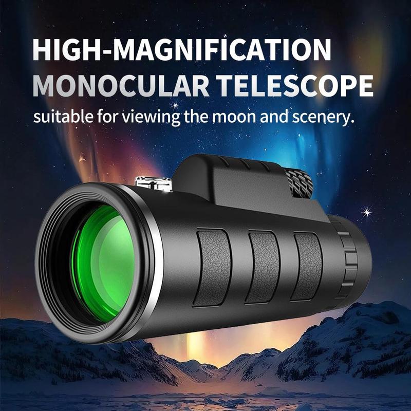 HD Single-tube Telescope with Phone Holder & Tripod, Travel Waterproof Monocular for Outdoor Camping Travel Hiking Fishing Sightseeing Concert, Solocamping, Bikepacking, Glamping