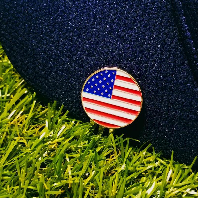 3 Pack Golf Ball Marker Hat Clip Magnetic Hat Clips USA Flag Patterns Durable Removable Ball Markers Attaches Easily to Cap Gifts for Men Women Golfer