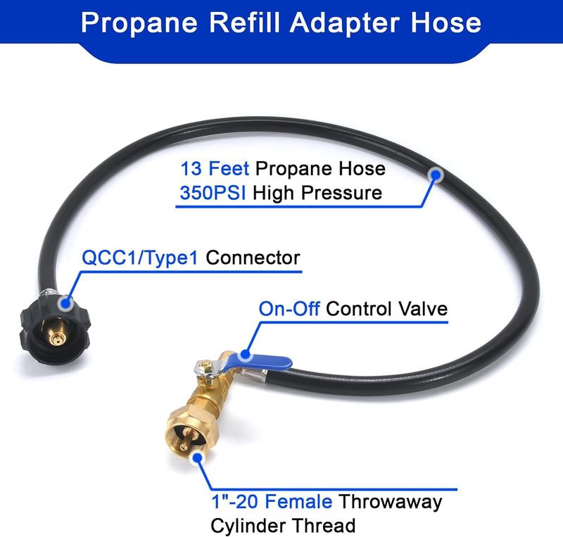 3FT Propane Refill Adapter Hose with ON OFF Control Valve: Refill Kit for Filling 1lb Propane Tank Cylinder Bottle | Essential for Outdoor Adventures!