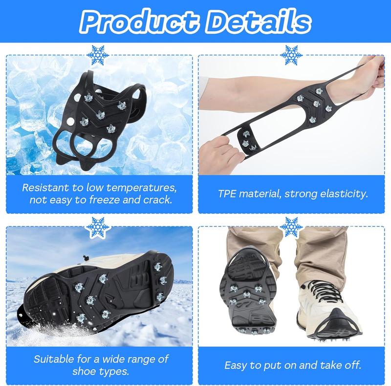 Non Slip Gripper Spike, Ice Cleats for Boots Grippers with 8 Steel Studs Crampon for Ice Snow Winter Hiking Climbing Ice Fishing