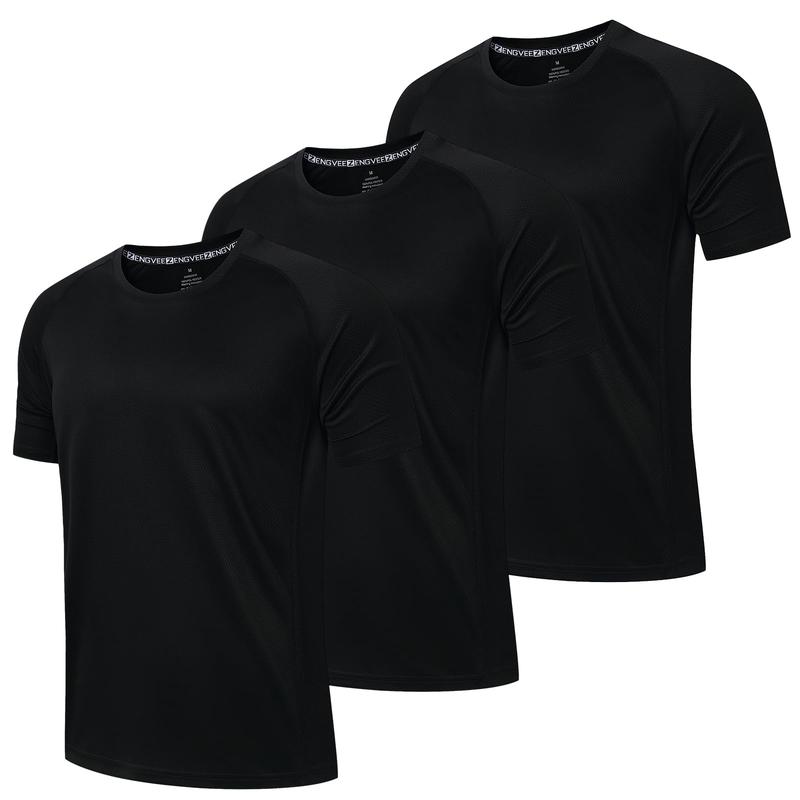 3 Pack Men's Breathable Cool Fitness T Shirts Running T Shirts Workout Clothes Shirts Moisture Wicking Sweatshirts