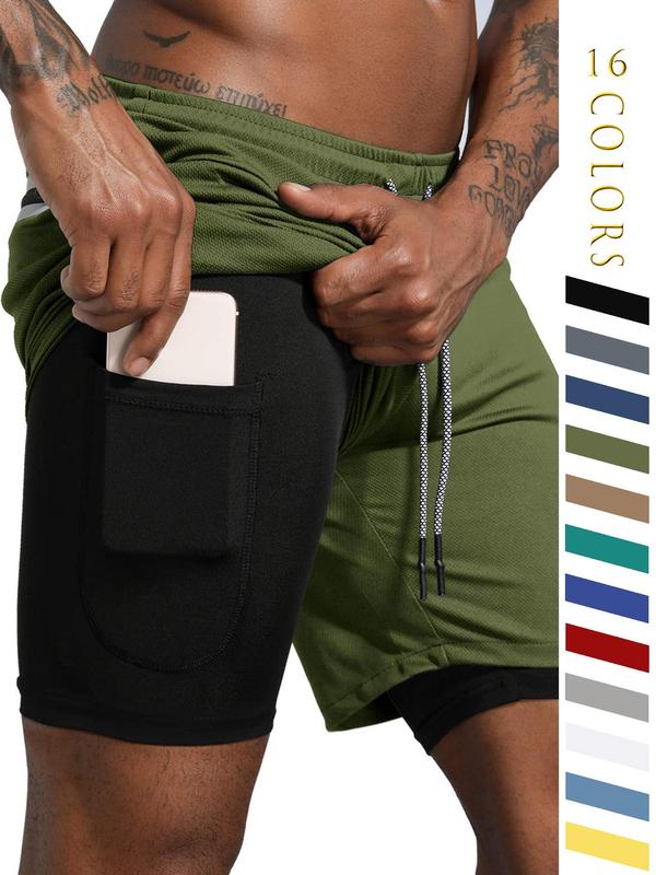 Men's Regular Fit Pocket Drawstring Waist Shorts, Men Shorts, Casual Elastic Waist Track Shorts for Gym Workout Running, Summer Outfits, Summer Men's Bottoms