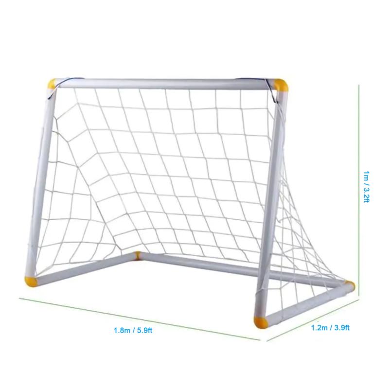 6 x 4FT PE Football Net Soccer Goal Post  Full Size Sport Training Match 2 PCS