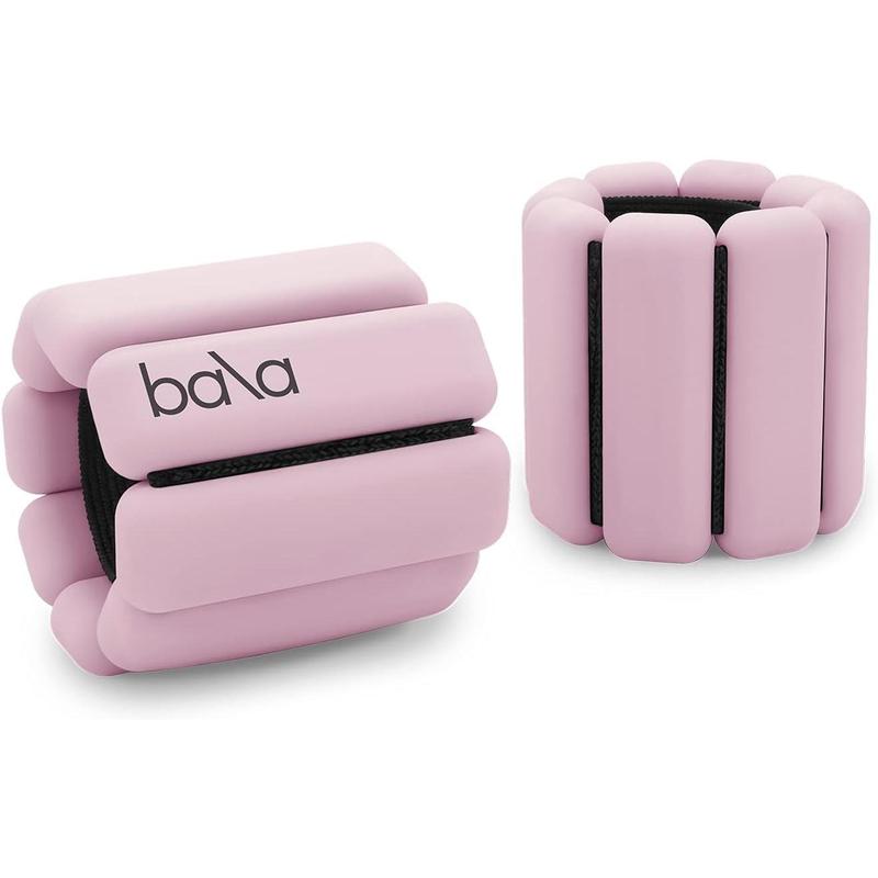 Bala Bangles - Set of 2 (1lb Each) | Adjustable Wearable Wrist & Ankle Weights | Yoga, Dance, Barre, Pilates, Cardio, Aerobics, Walking | Blush Pink