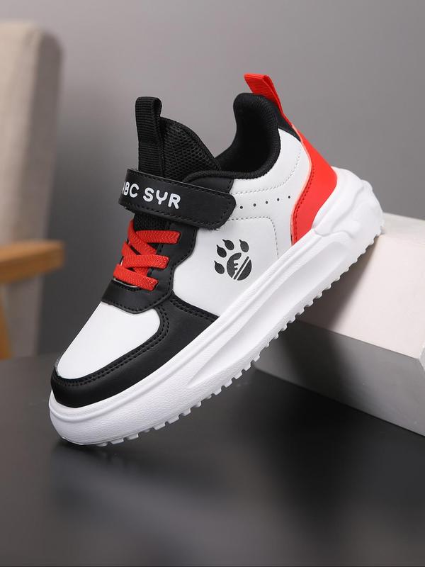 Boy's Letter & Paw Pattern Velcro Design Running Shoes, Sporty Comfortable Breathable Running Shoes, Lightweight Non-slip Sneakers for Daily Wear