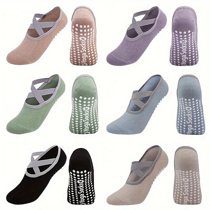 6 pairs of women's tube socks, silicone non-slip socks, indoor sports yoga pilates floor socks