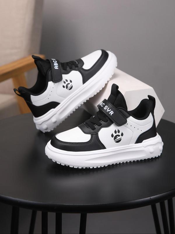 Boy's Letter & Paw Pattern Velcro Design Running Shoes, Sporty Comfortable Breathable Running Shoes, Lightweight Non-slip Sneakers for Daily Wear