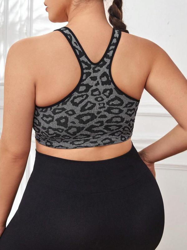  Leopard Print Sports Bra, Comfortable Sports Lingerie Top for Yoga Gym Workout, Sports Bra for Women, Summer Outfits 2024, Women's Sport & Outdoor Clothing  Comfy Bralettes Bras for Plus Size