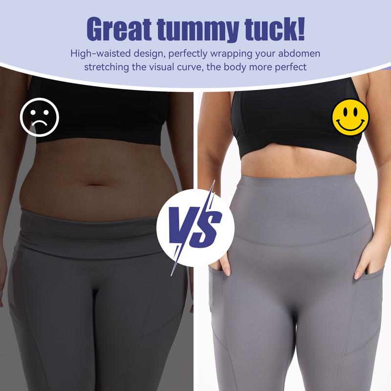 Viconow Tummy Control Leggings for Women - High Waist with Pockets Pants Workout Athletic Running Yoga Bike Pants for Gym