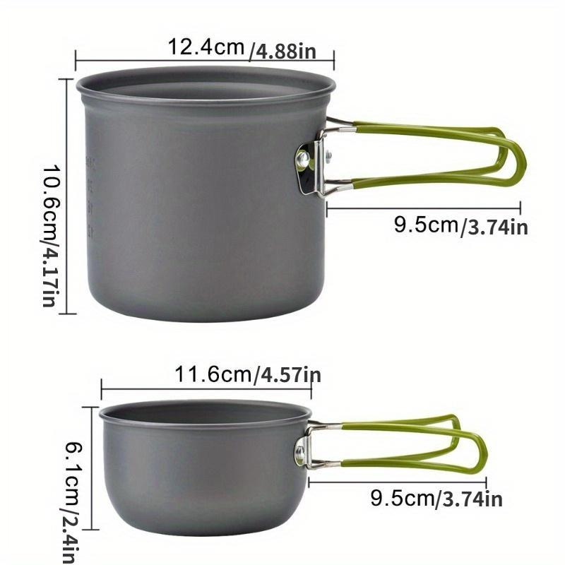 Portable Camping Cookware Set, 1 Set Pot & Bowl & Spoon & Fork & Cutter with Storage Bag, Outdoor Camping Kitchenware for 1-2 People