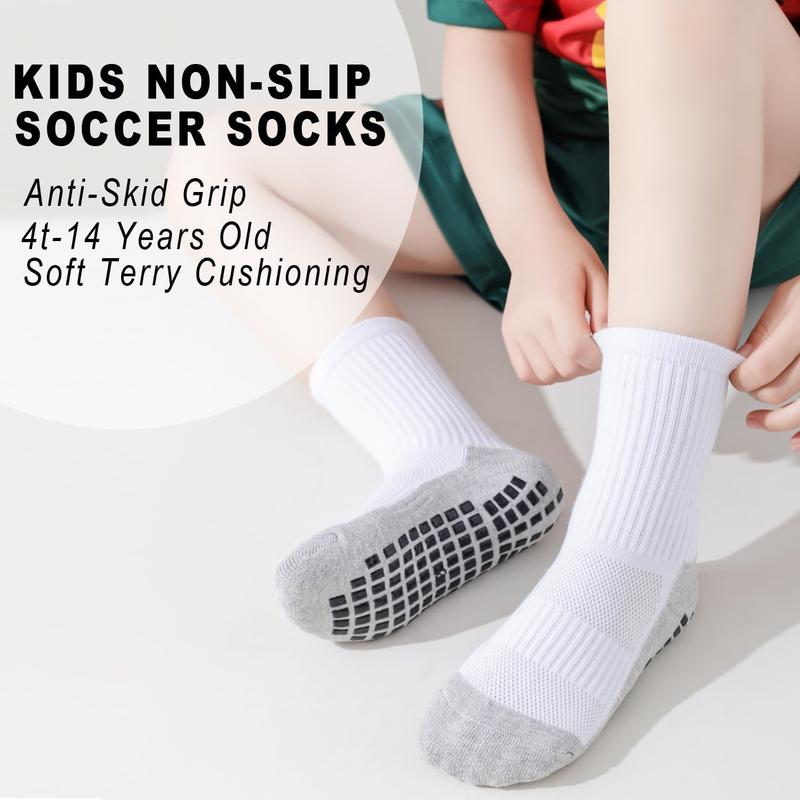 Grip Soccer Socks  Boys Non Slip Socks Cushioned Athletic Socks For Girls Youth Football 4T-14