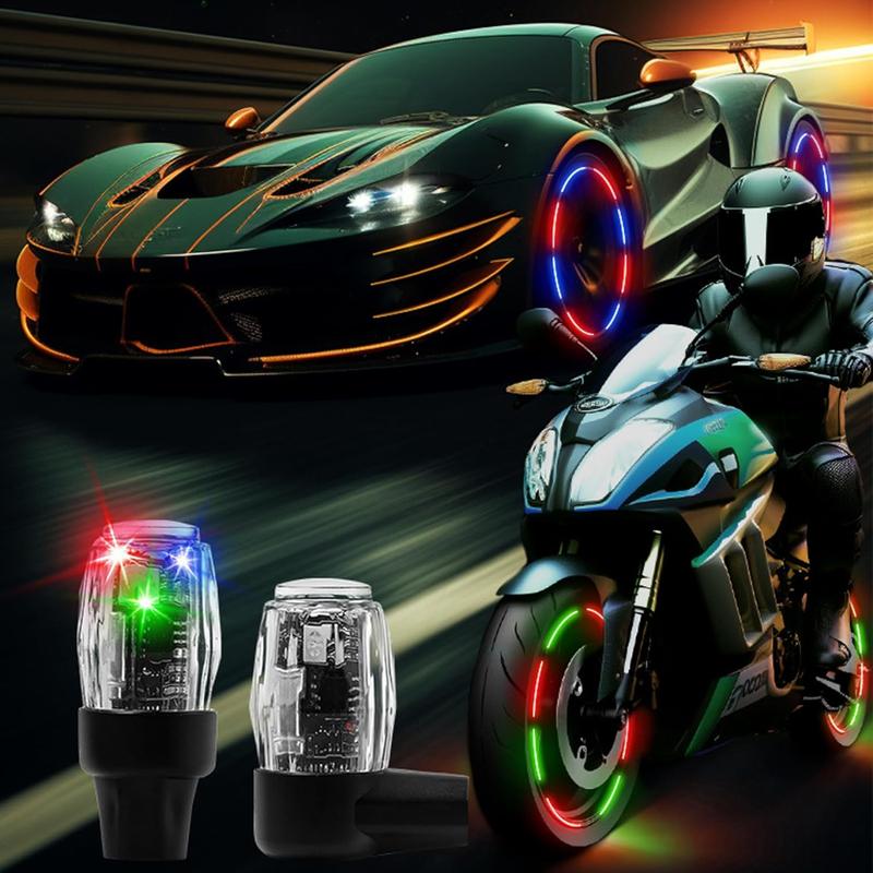 4 PCS Wheel Lights,Bike Lights for Wheels, LED Colorful Tire Lights Intelligent Valve Stem Caps Lights Rechargable Tire Valve Cap Flashing Lamp for Car Truck Motorcycle Bike