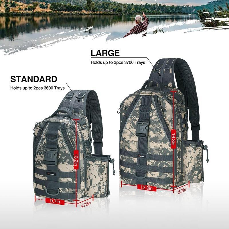 Fishing Tackle Backpack with Fishing Rod and Fishing Gear Bracket, Lightweight Outdoor Waterproof Fishing Shoulder Buggy Bag