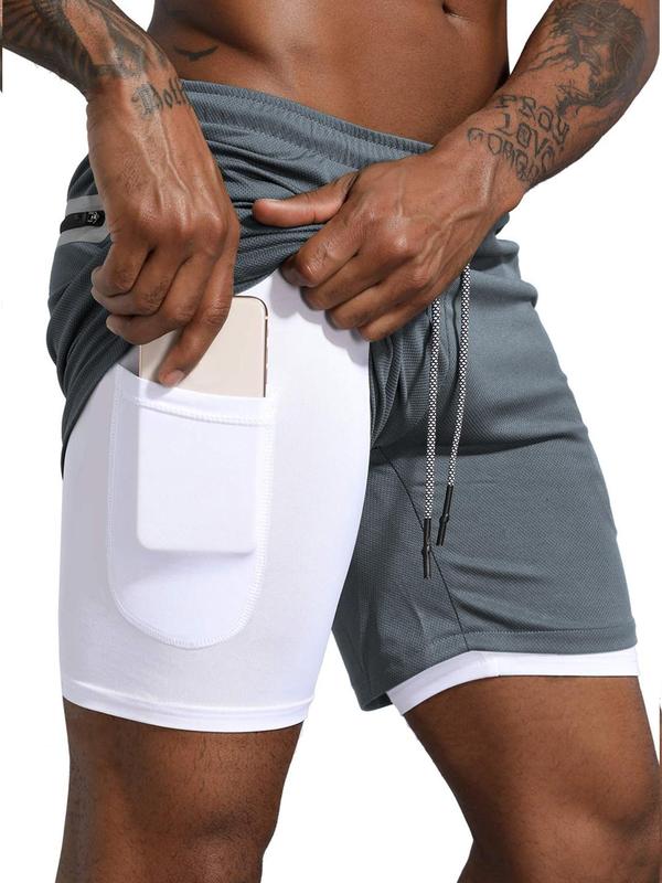 Men's Regular Fit Pocket Drawstring Waist Shorts, Men Shorts, Casual Elastic Waist Track Shorts for Gym Workout Running, Summer Outfits, Summer Men's Bottoms