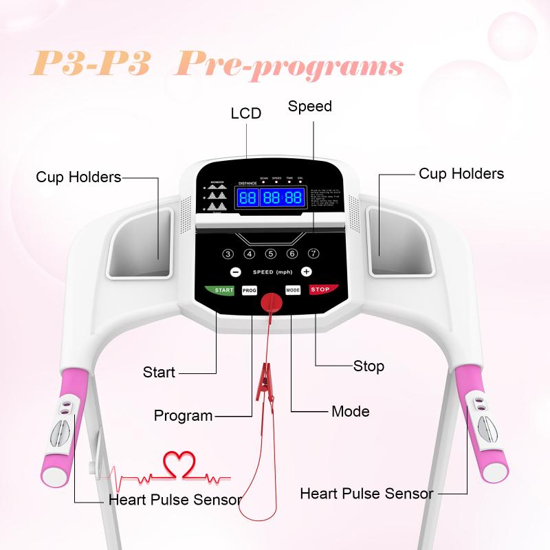 Foldable Electric Treadmill 2.5HP Motorized Running Machine with 12 Perset Programs 265LBS Weight Capacity Walking Jogging Treadmill