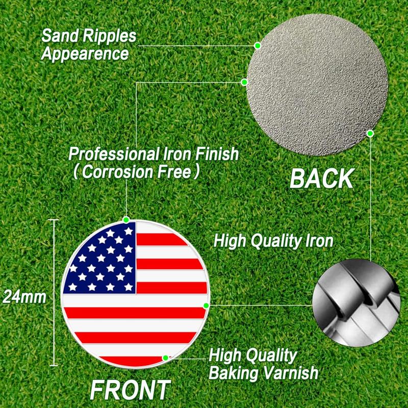 3 Pack Golf Ball Marker Hat Clip Magnetic Hat Clips USA Flag Patterns Durable Removable Ball Markers Attaches Easily to Cap Gifts for Men Women Golfer