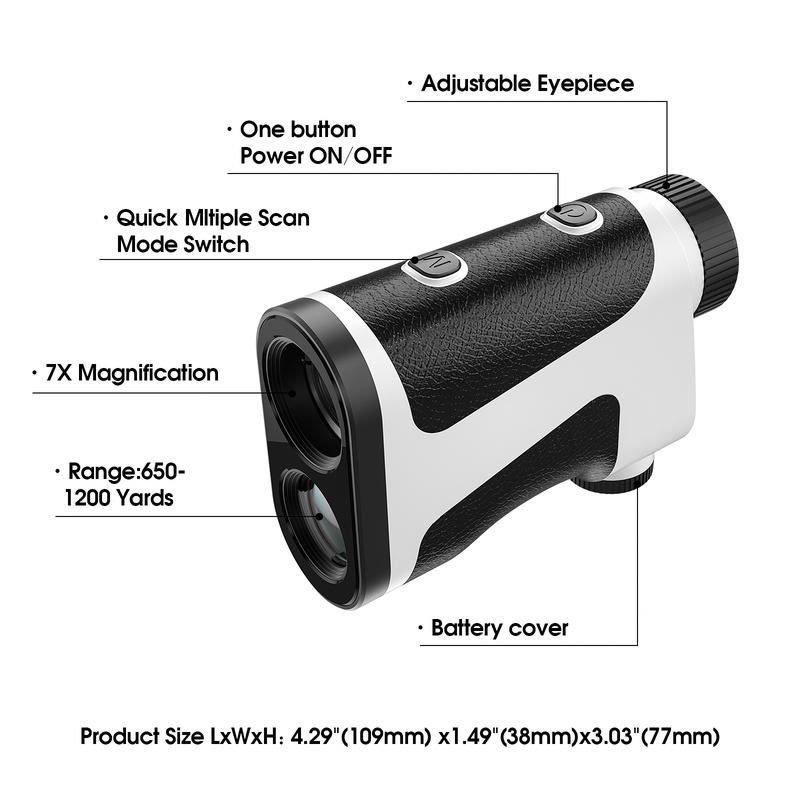 LIZZYKISS Laser Golf Hunting Rangefinder, 1200 Yards 9 Modes 7X Magnification Distance Meter, Speed Angle Flagpole Locking