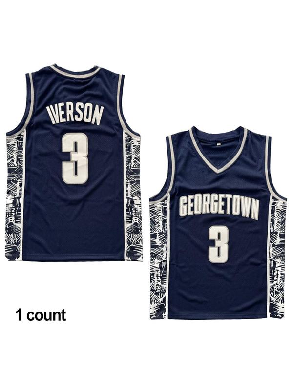 Men's Letter & Number Embroidery Contrast Binding Sports Basketball Jersey, Loose Casual Breathable Sleeveless V Neck  Professional Sports Basketball Top, Summer Sports Clothing for Men