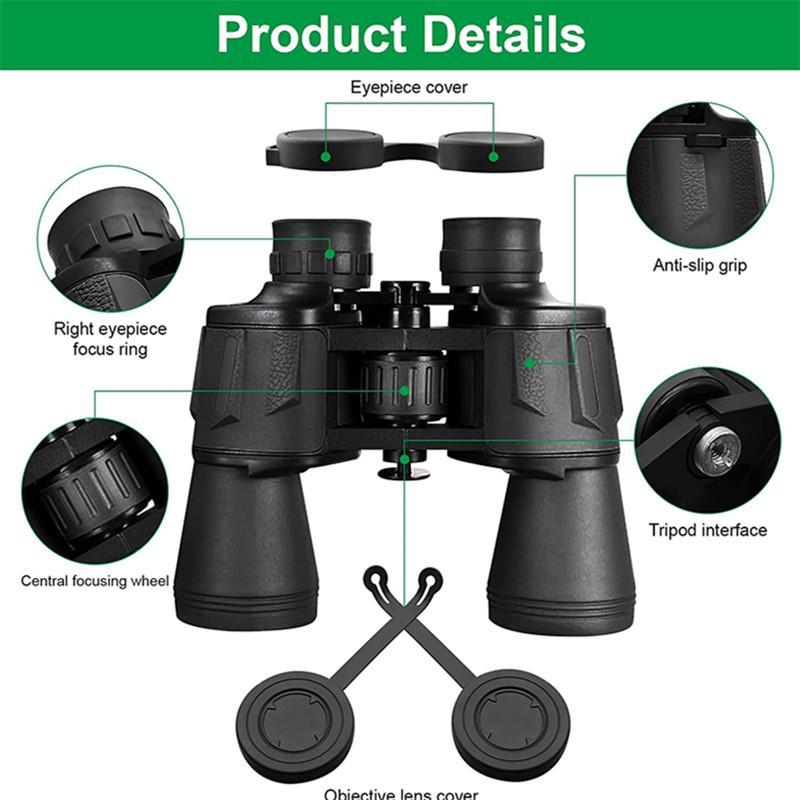 HD Binoculars, 20x Magnification Binoculars, Waterproof and Fog Resistant Night Vision Binocular, High-definition Portable Telescopes for Outdoor