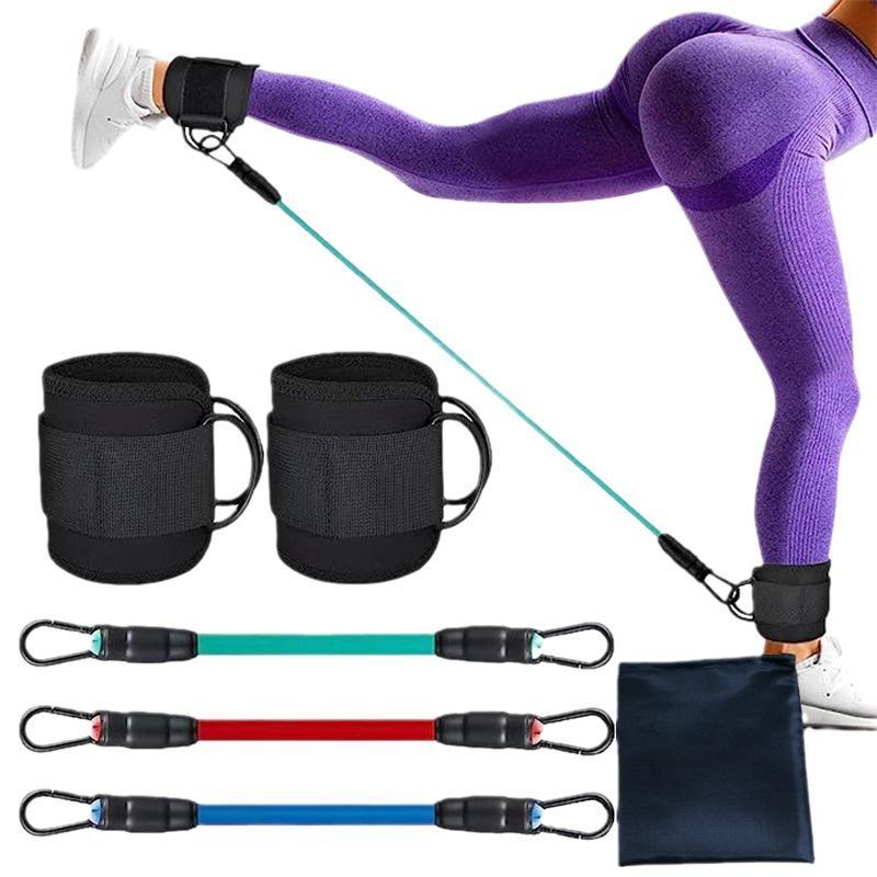 Summer Sports Resistance Band with Storage Bag, 1 Set Ankle Stretch Elastic Trainer, Foot Ring Hip Tension Rope [package List As Picture Shown], Gymtok, Gym Accessories, Gym Equipment