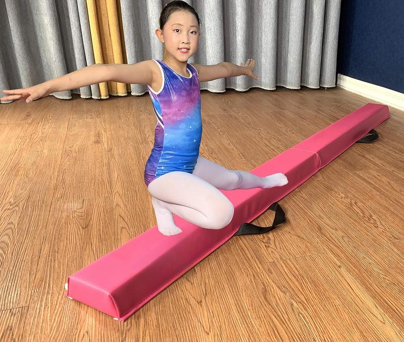 6FT 9FT Folding Balance Beam for Kids- Gymnastics Foam Floor Beam,Anti-Slip Bottom with Carrying Bag, Faux Suede Covered,Gymnastics Equipment for Home