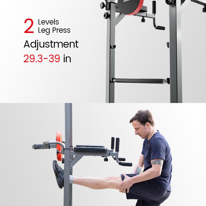 Relife Sports Adjustable Power Tower Dip Station Fitness Pull up Bar Stand for Home Gym, Multi-Function Strength Training Equipment