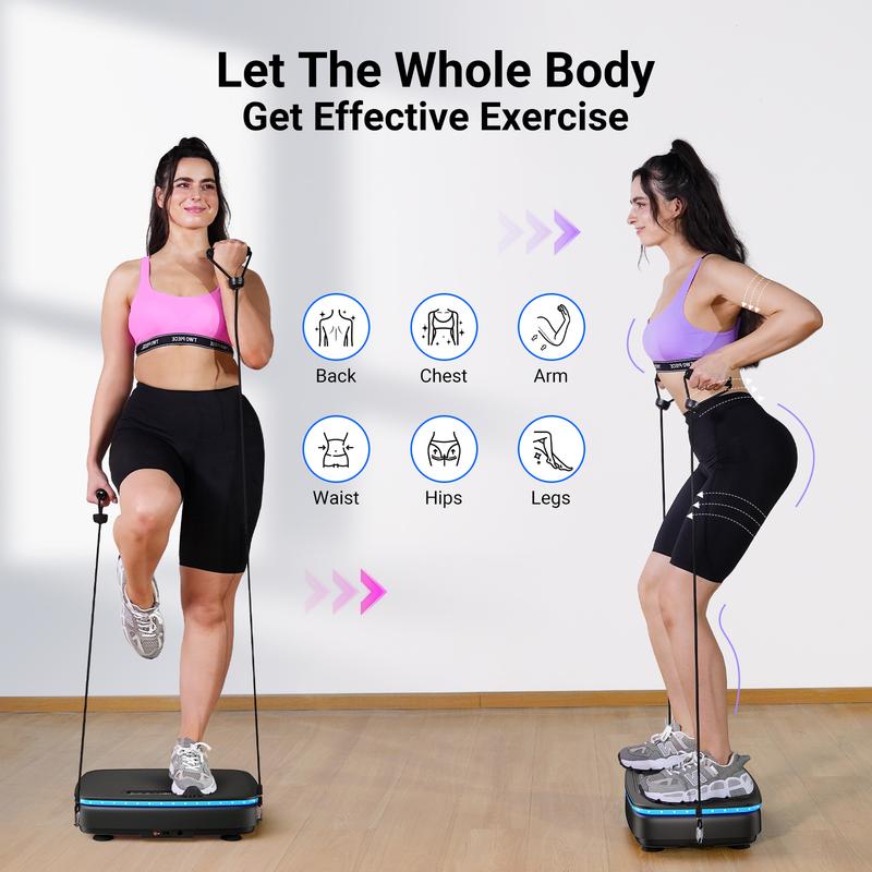 MERACH Vibration Plate Exercise Machine with Bluetooth & Light , Lymphatic Drainage Machine, Whole Body Workout Vibration Platform for Fitness