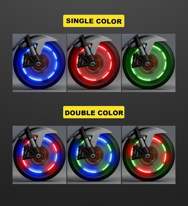 4 PCS Wheel Lights,Bike Lights for Wheels, LED Colorful Tire Lights Intelligent Valve Stem Caps Lights Rechargable Tire Valve Cap Flashing Lamp for Car Truck Motorcycle Bike