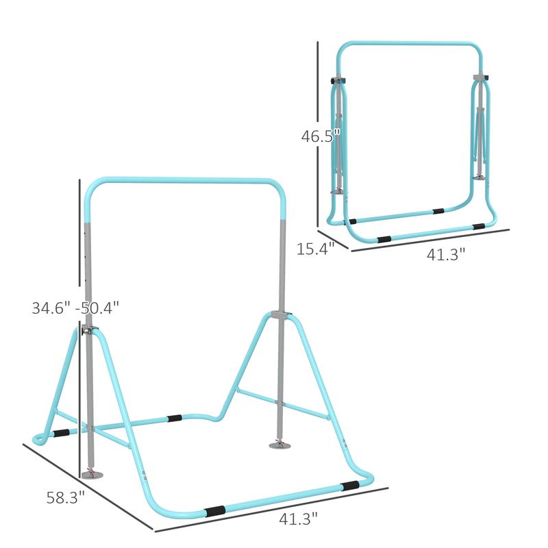 Folding Gymnastics Bar for Kids with Shock Absorption, Adjustable Gymnastics Horizontal Bar, Gymnastics Kip Bar for Home Use, Green
