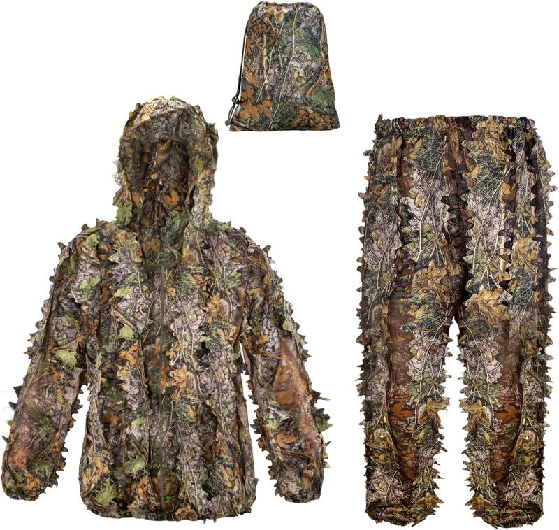 Ghillie Suit, Leafy Suit for Hunting, Hunting Gear Including Hunting Clothes for Turkey Hunting, Outdoor Jungle and Halloween