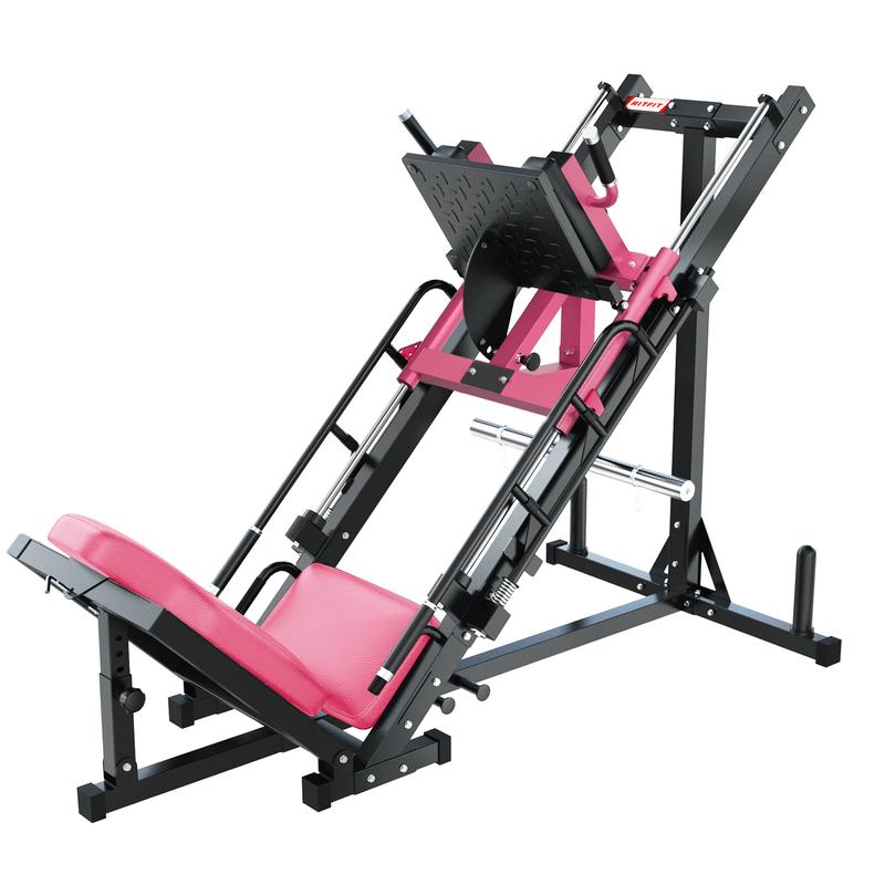 RitFit Leg Press Hack Squat Machine, Professional Adjustable Leg Press Machine for Home Gym with Linear Bearing, Specialty Hack Squat for Full Lower Body Workout with Weight Storage, Pink fitness trainer home gym squat machine hip abduction machines