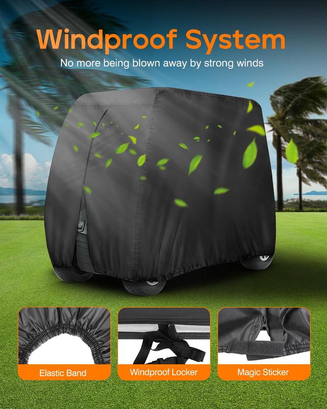 420D Outdoor Waterproof and Dustproof Heavy Duty Golf Cart Covers, Heavy-Duty Weatherproof Golf Cart Cover with Zippered Access - For Fits 2 4 Passenger EZ-GO, Club Car, Yamaha Models -For Universal Outdoor Dust, Sun, and Water Protective Accessory