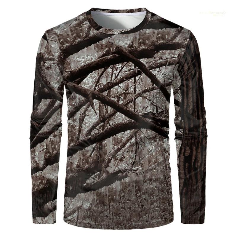 Camouflage Hunting Forest Print T-shirt Outdoor Sports Long Sleeve Men T Shirt Trip Tactical Training Oversized Kids Clothing